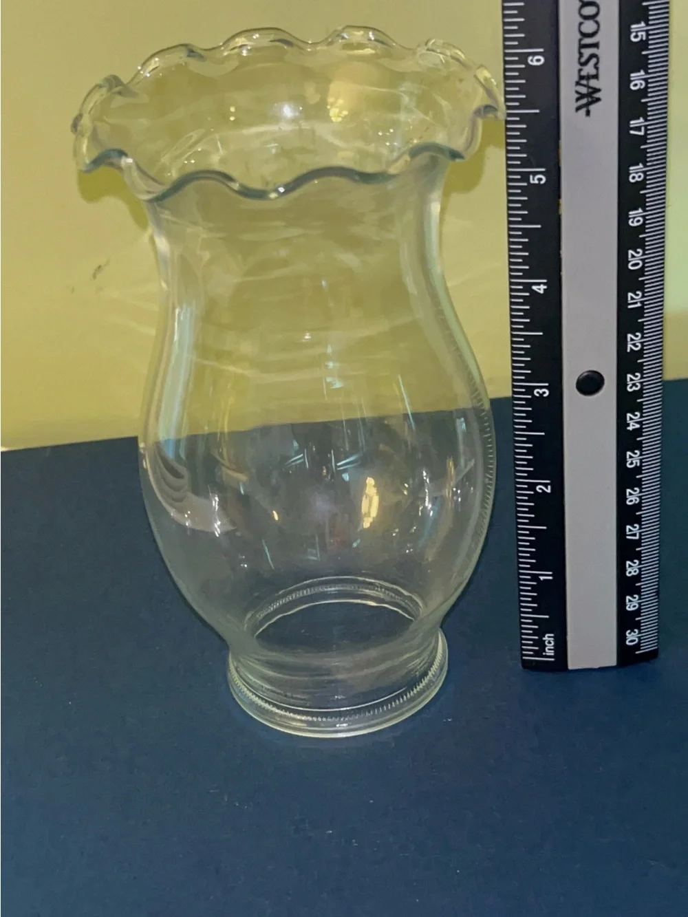 Clear Glass Hurricane Lamp Shade with Ruffled Rim-6 inch tall